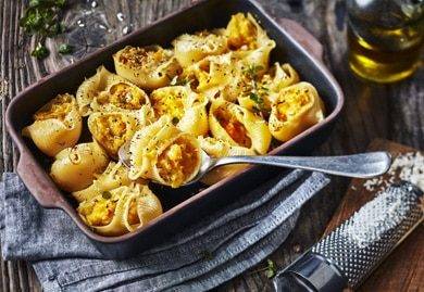 Pates farcies à la courge turban, parmesan