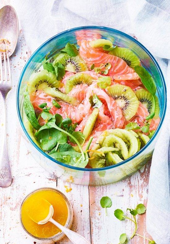 Salade de kiwi et saumon mariné