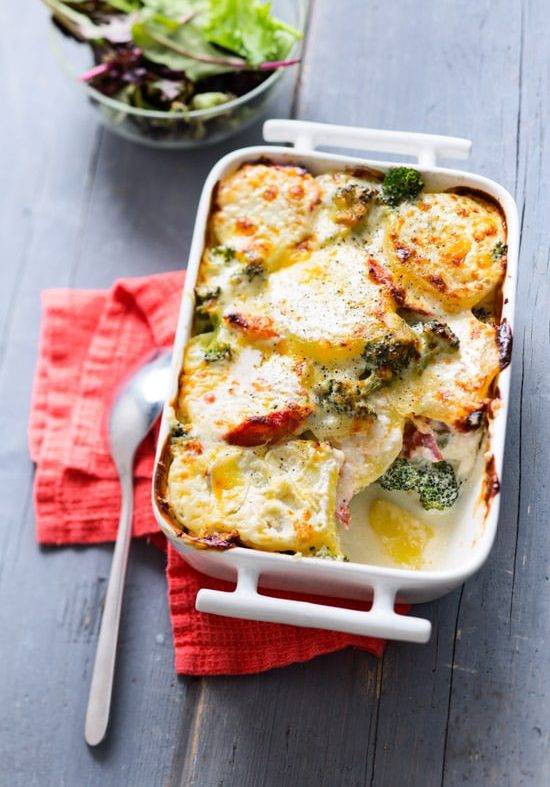 Gratin de pommes de terre et brocoli au chorizo